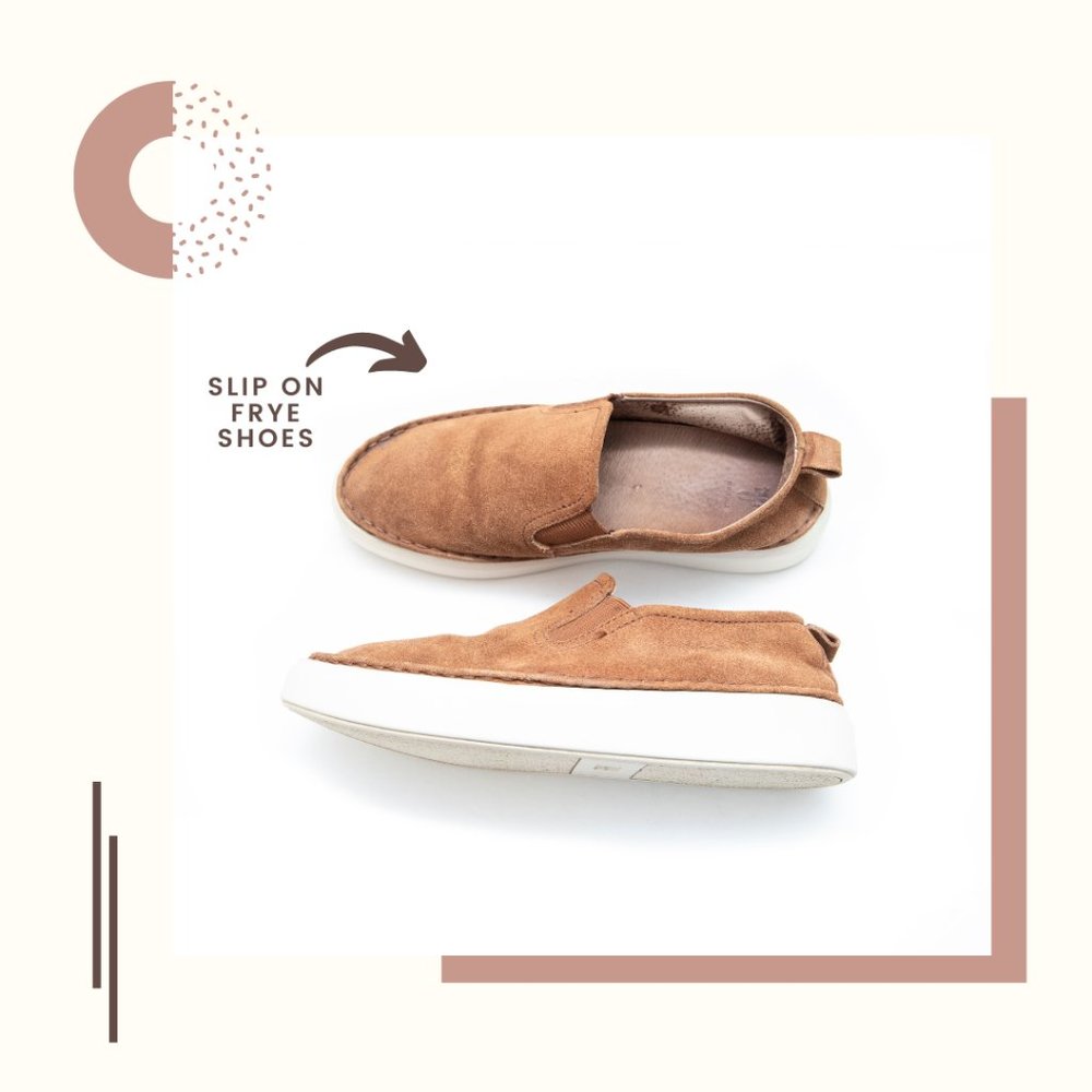 Frye Orange Tan Suede Slip On Shoes